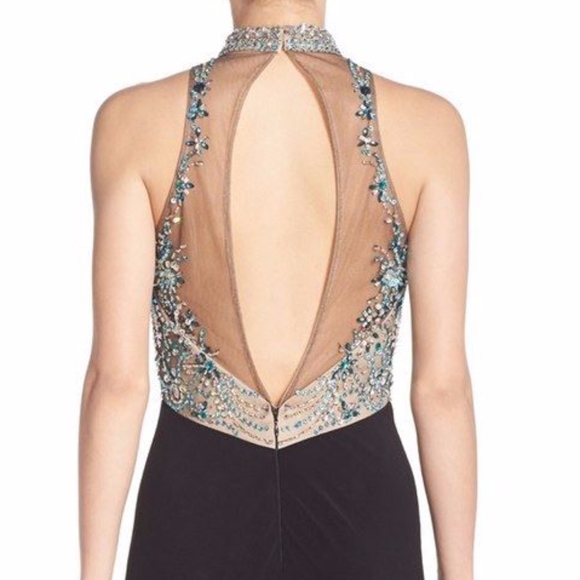 NEW Sean Collection Embellished Mesh & Jersey Gown‎ Black Multi [ Sz 10 ] - Picture 4 of 6